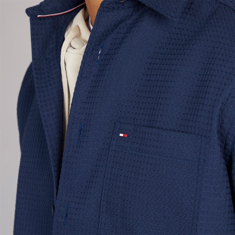 Tommy Hilfiger Mens Waffle Overshirt Preppy Navy - Image 3