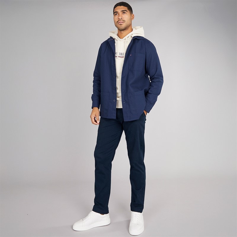 Tommy Hilfiger Mens Waffle Overshirt Preppy Navy - Image 4
