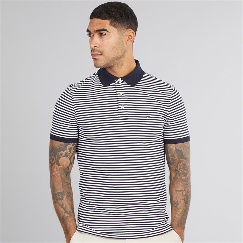 Tommy Hilfiger Mens 1985 Slim Polo Shirt Desert Sky/White Desert Sky / White - Image 1
