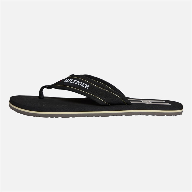 Tommy Hilfiger Mens Padded Strap Flip Flops Black - Image 2