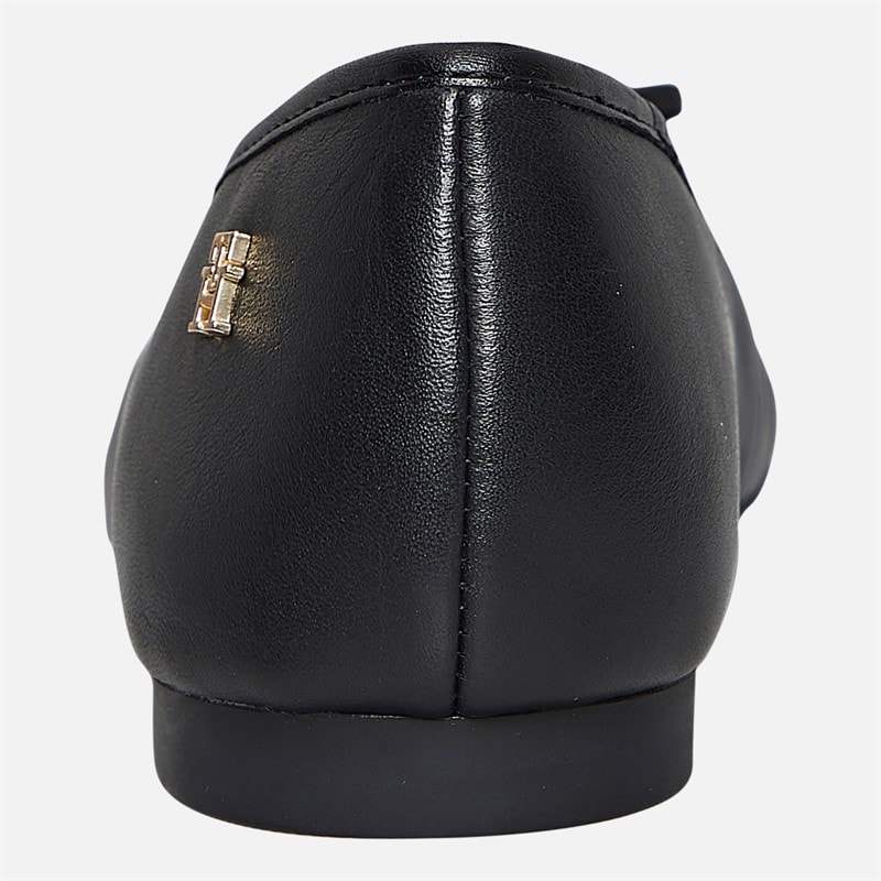 Tommy Hilfiger Womens Leather Toe Cap Ballerinas Black - Image 3