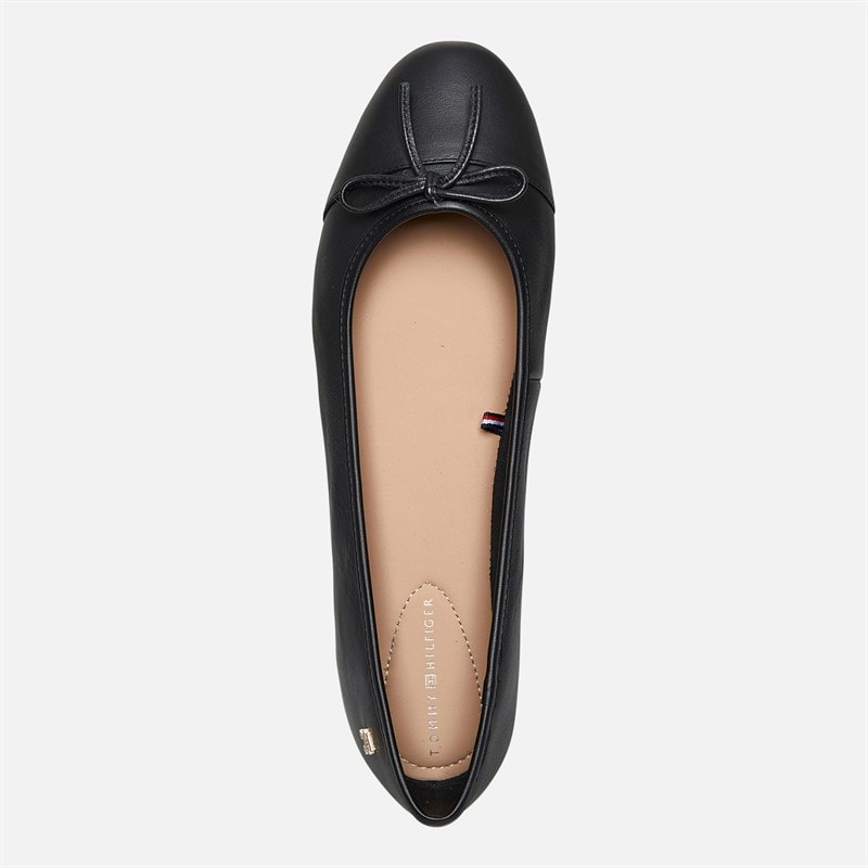 Tommy Hilfiger Womens Leather Toe Cap Ballerinas Black - Image 4