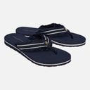 Tommy Hilfiger Womens TH Monogram Webbing Strap Flip Flops Space Blue