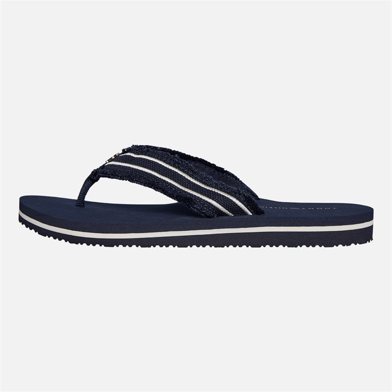 Tommy Hilfiger Womens TH Monogram Webbing Strap Flip Flops Space Blue - Image 2