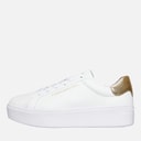 Tommy Hilfiger Womens Metallic Platform Court Trainers White/Gold