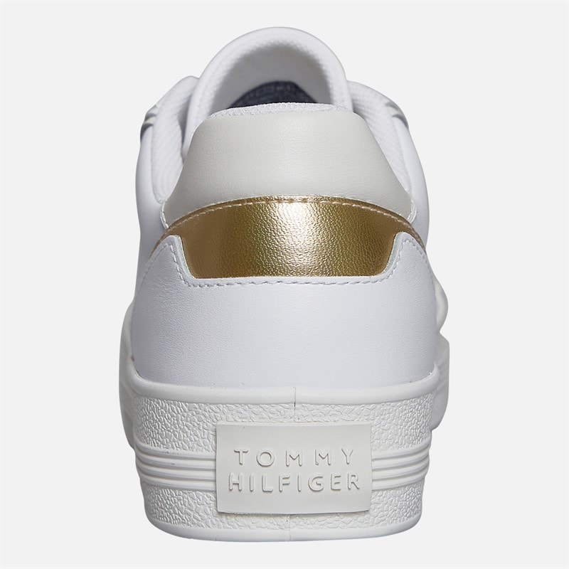 Tommy Hilfiger Womens Essential Vulc Trainers White/Gold - Image 3