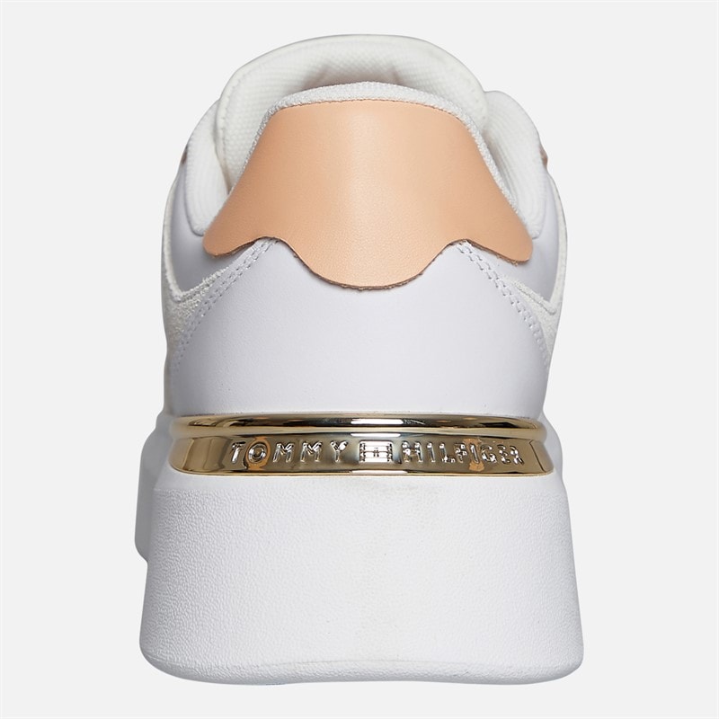 Tommy Hilfiger Womens Court Trainers White/Pale Orange - Image 3