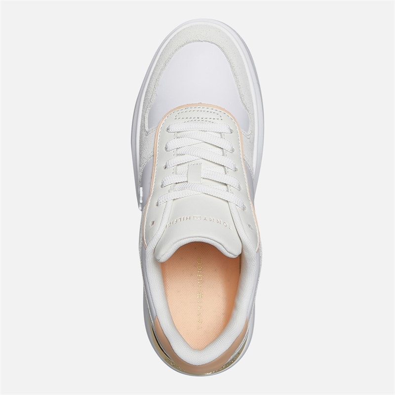 Tommy Hilfiger Womens Court Trainers White/Pale Orange - Image 4