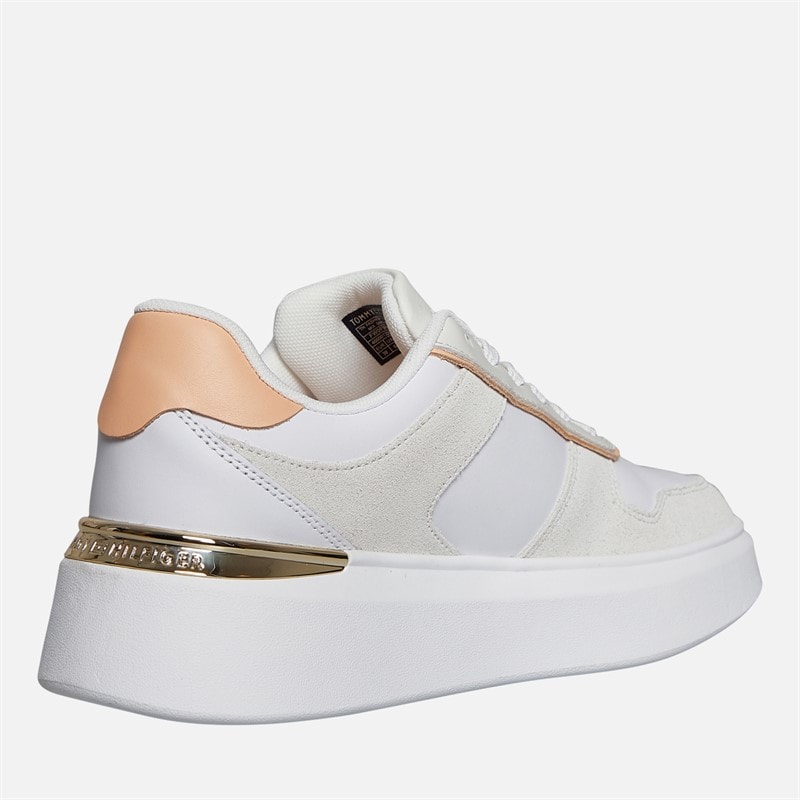 Tommy Hilfiger Womens Court Trainers White/Pale Orange - Image 5