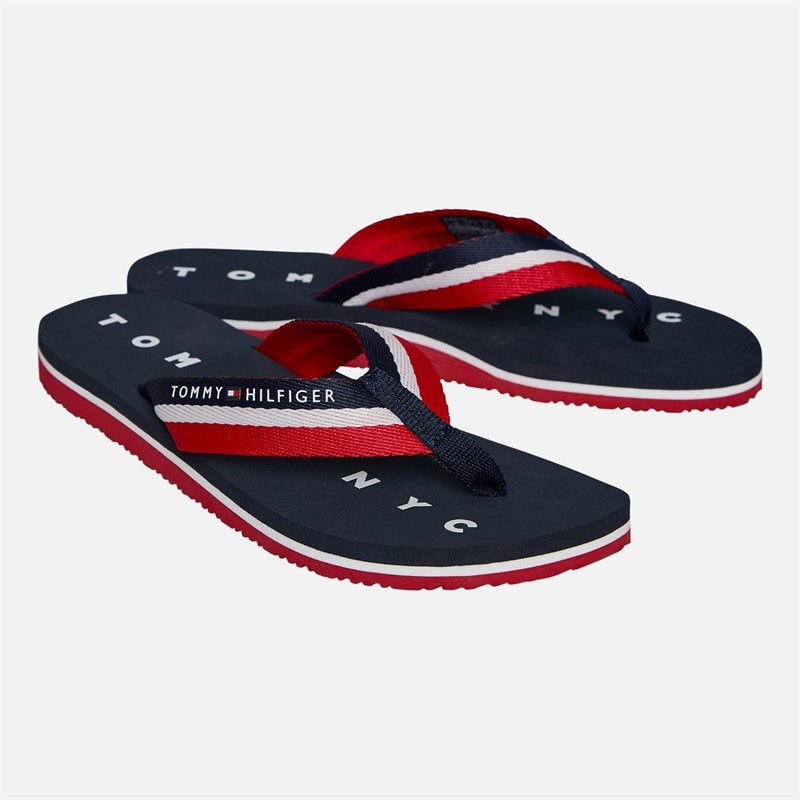 Tommy Hilfiger Womens Tommy Loves NY Beach Flip Flops Midnight - Image 1