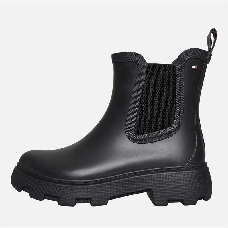 Tommy Hilfiger Womens Rubber Flag Wellies Black