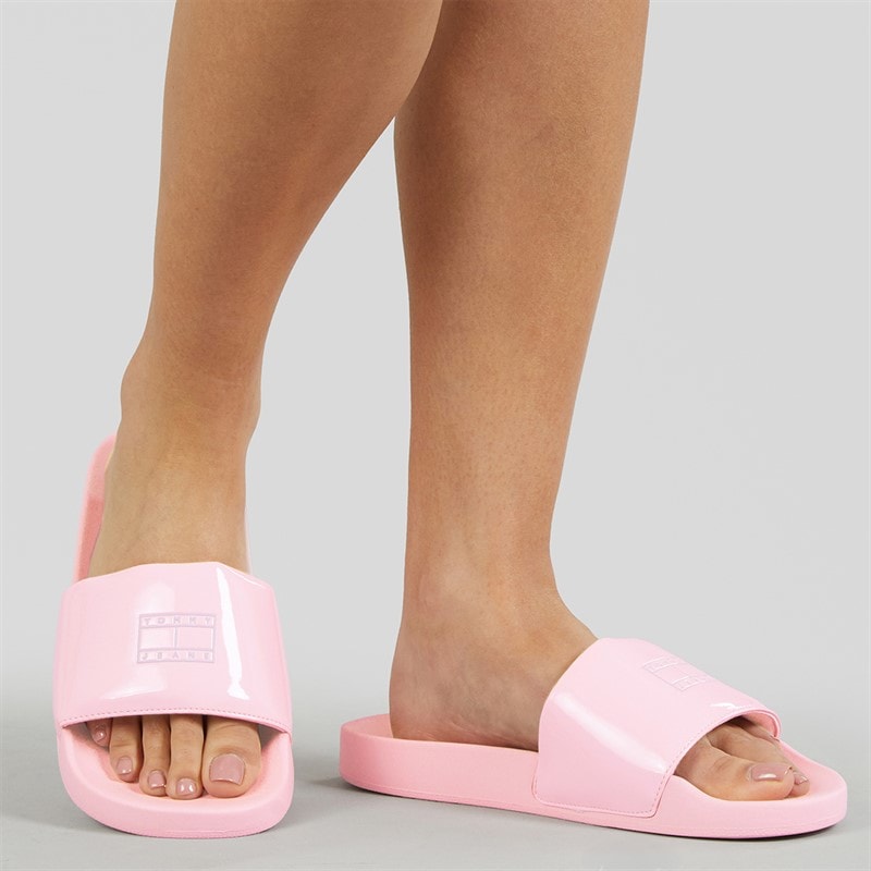 Tommy Hilfiger Womens Flag Pool Sliders Misty Pink