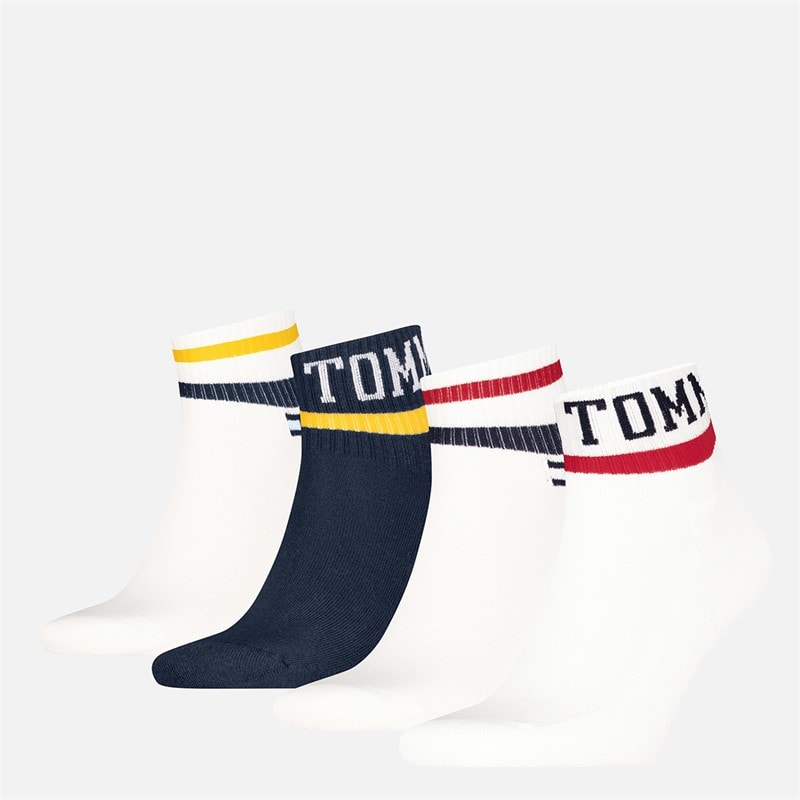 Tommy Hilfiger Four Pack Ecom Quarter Socks White/Navy White / Navy - Image 1
