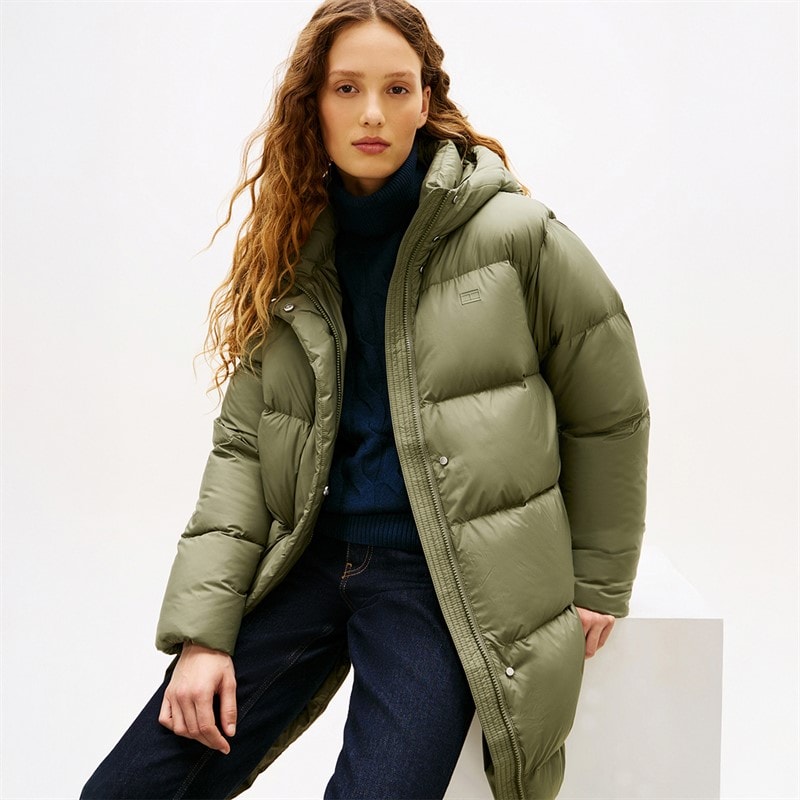Tommy Hilfiger Womens Modern Down Coat Utility Olive - Image 3