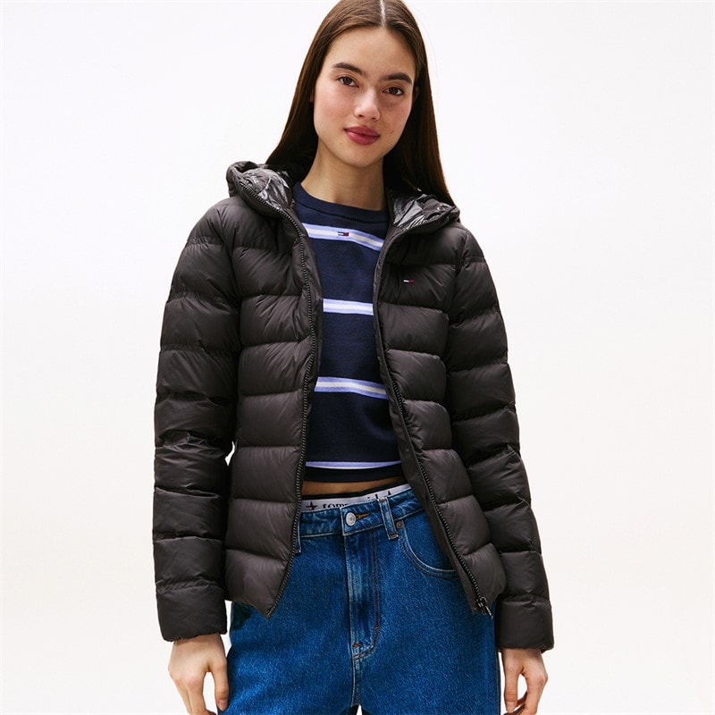 Tommy Hilfiger Womens Hooded Down Coat Black - Image 3