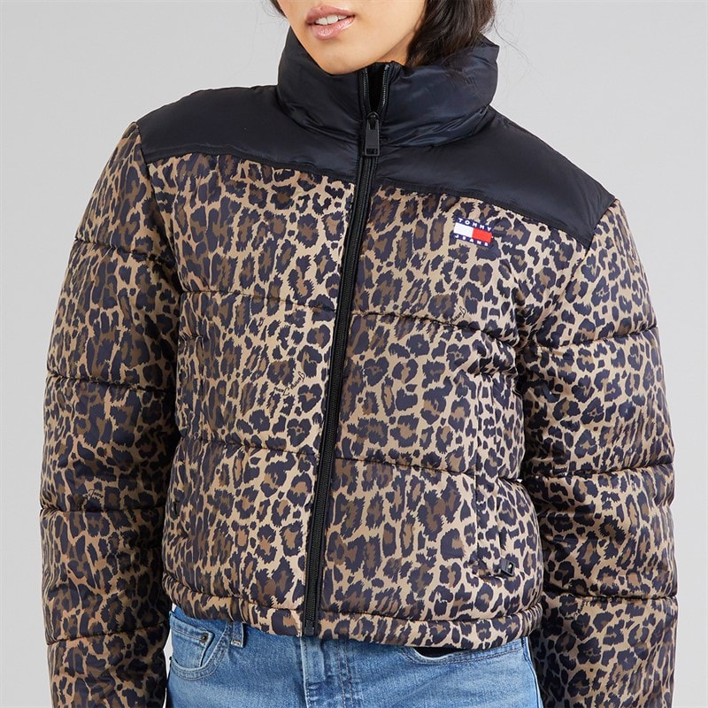 Tommy Hilfiger Womens Cropped Leopard Puffer Coat Leopard Aop - Image 3