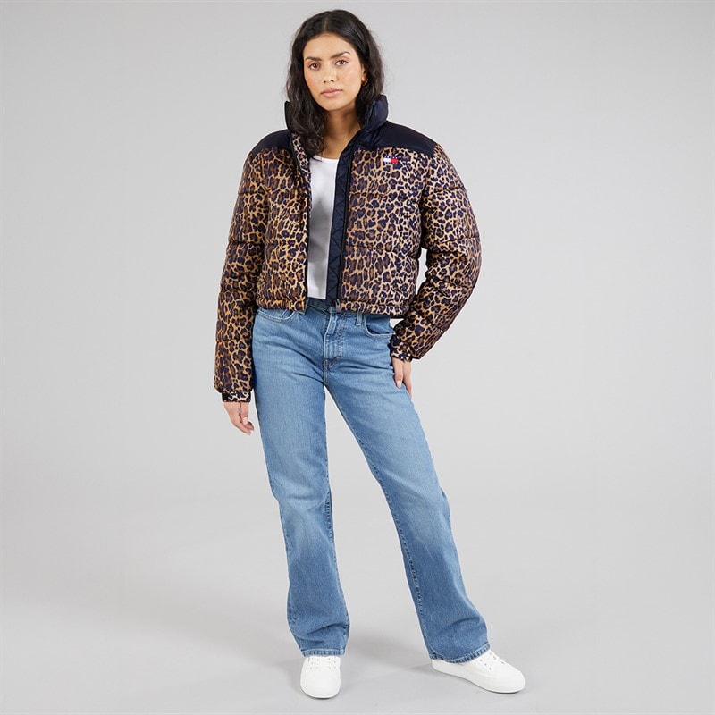 Tommy Hilfiger Womens Cropped Leopard Puffer Coat Leopard Aop - Image 4