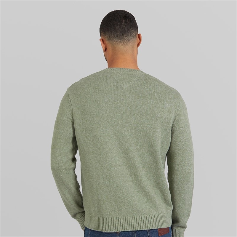 Tommy Hilfiger Mens Melange Flag Jumper Utility Sage Htr - Image 2