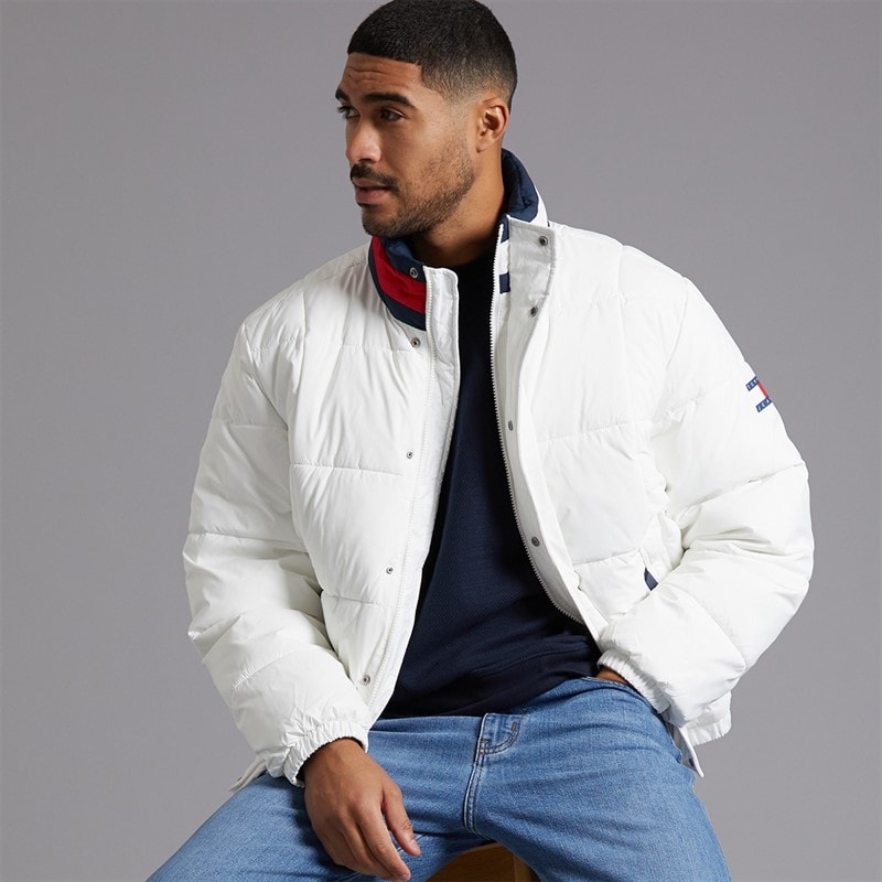 Tommy Hilfiger Mens Dna Collar Puffer Coat Ecru - Image 1