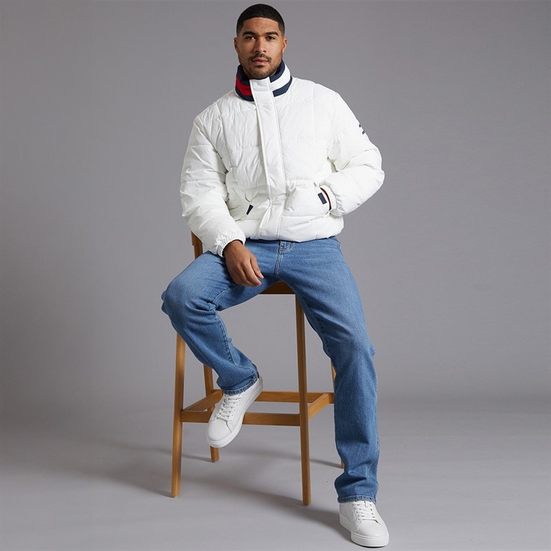 Tommy Hilfiger Mens Dna Collar Puffer Coat Ecru - Image 3