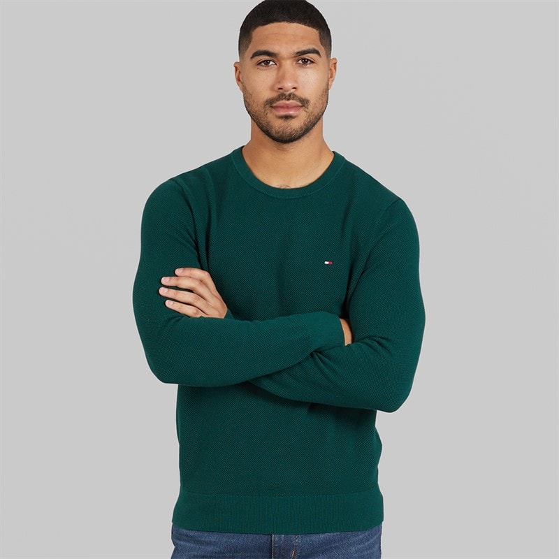 Tommy Hilfiger Mens Essential Crew Neck Jumper Ornamental Green Heather - Image 3