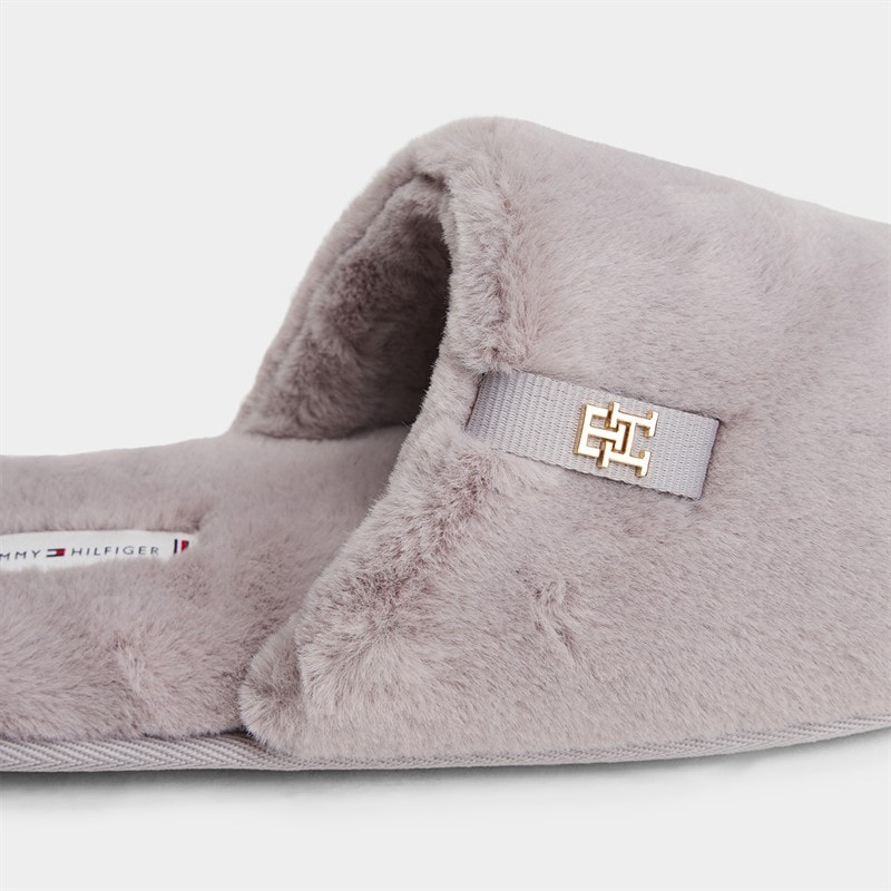 Tommy Hilfiger Womens Faux Fur Mule Slippers Lilac Dusk - Image 3