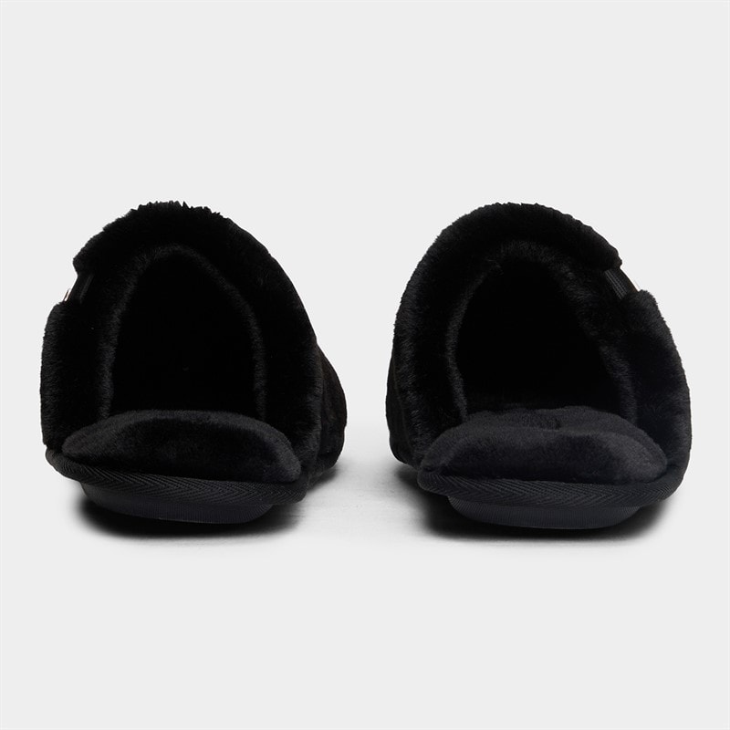 Tommy Hilfiger Womens Faux Fur Mule Slippers Black - Image 2