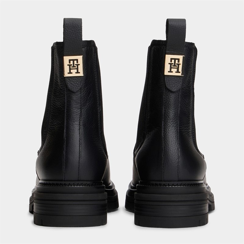 Tommy Hilfiger Womens Pebble Grain Leather Chelsea Boots Black - Image 2