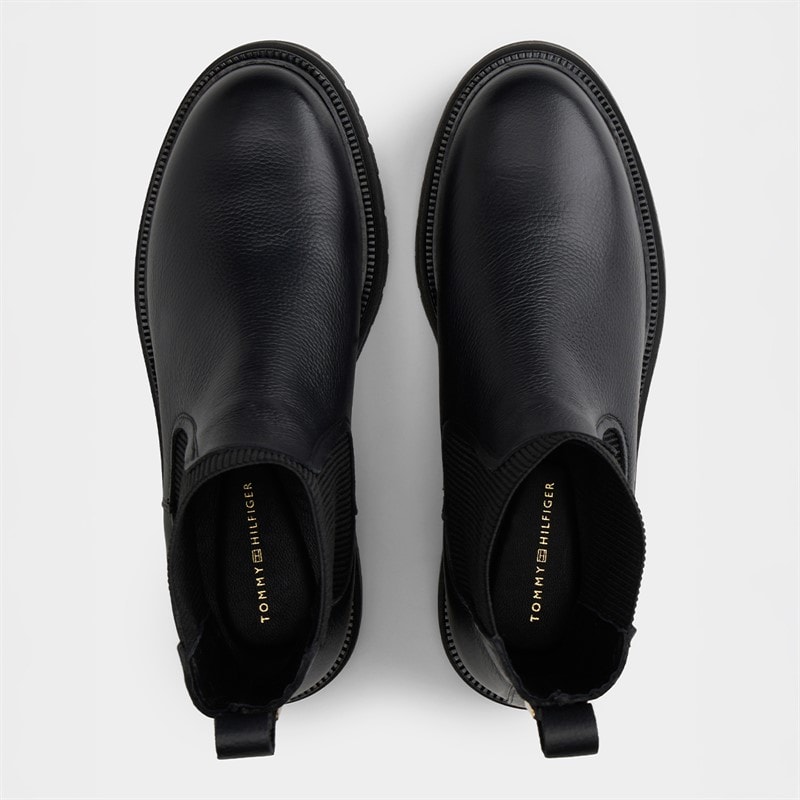 Tommy Hilfiger Womens Pebble Grain Leather Chelsea Boots Black - Image 3