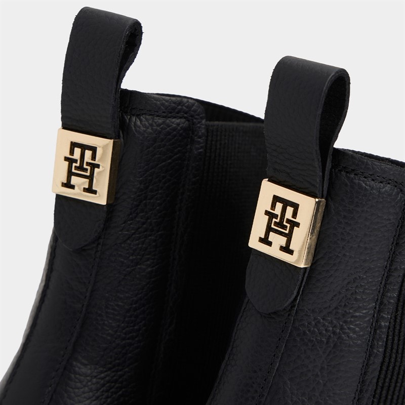 Tommy Hilfiger Womens Pebble Grain Leather Chelsea Boots Black - Image 4
