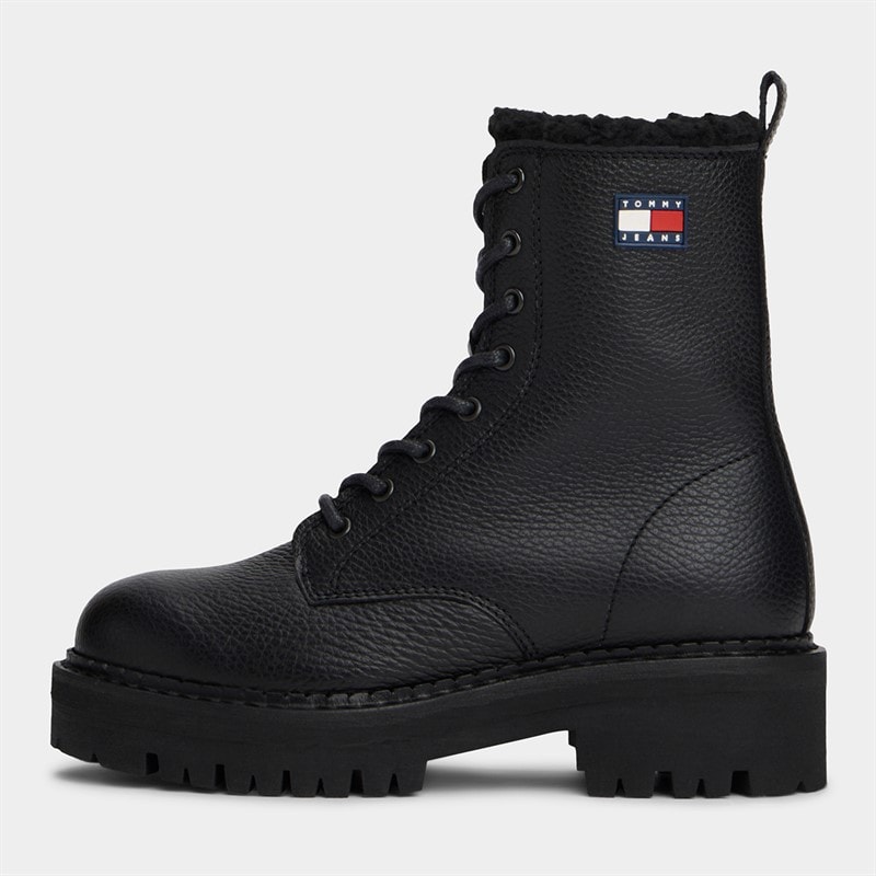 Tommy Hilfiger Womens Urban Warm Lined Lace Up Boots Black - Image 1