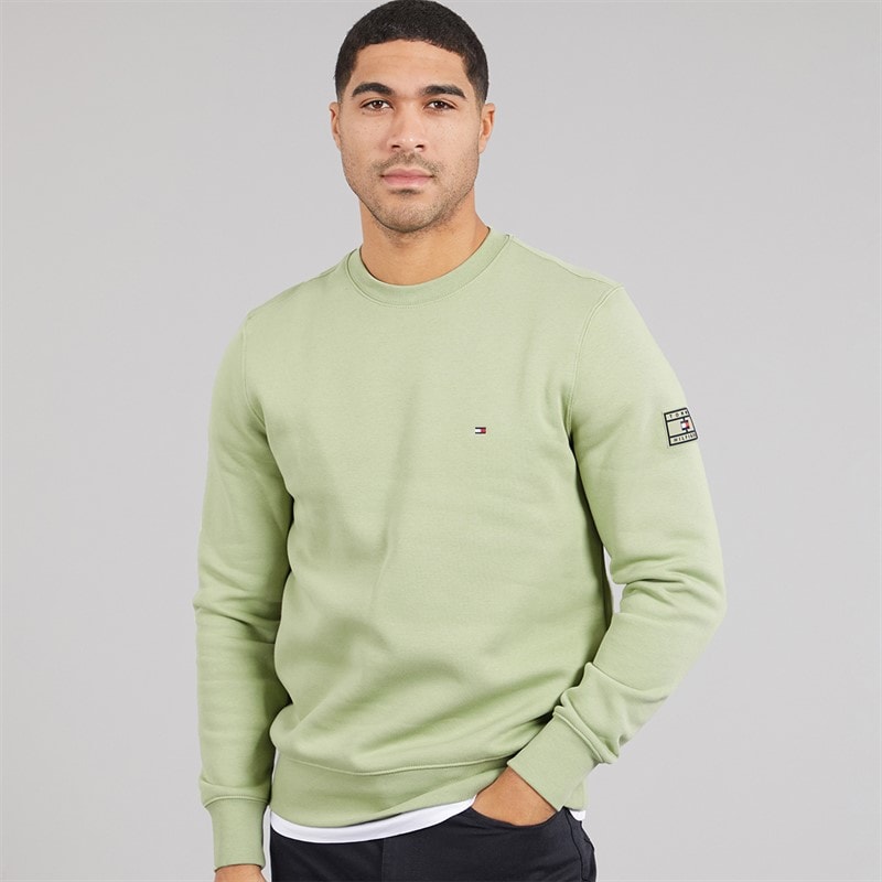 Tommy Hilfiger Mens Sleeve Badge Sweatshirt Earth Sage - Image 3