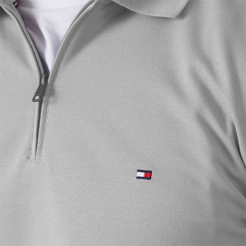 Tommy Hilfiger Mens Zip Regular Polo Shirt Solar Grey - Image 3