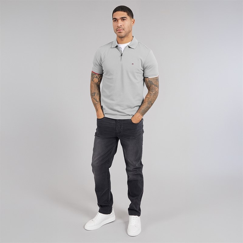 Tommy Hilfiger Mens Zip Regular Polo Shirt Solar Grey - Image 4