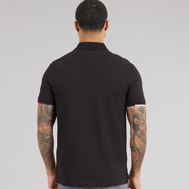 Tommy Hilfiger Mens Zip Up Polo Shirt Black - Image 2