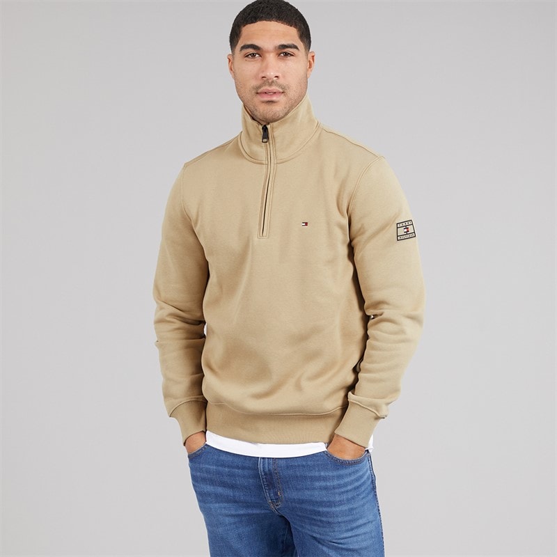 Tommy Hilfiger Mens 1/4 Zip Sweatshirt Surplus Khaki - Image 5