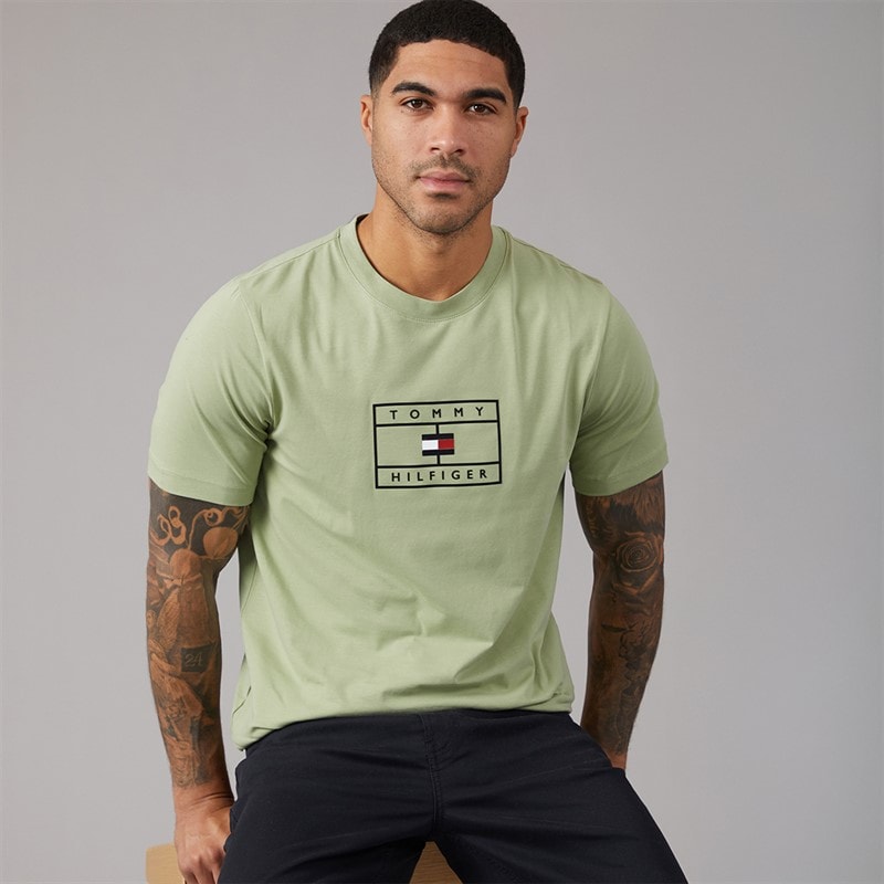Tommy Hilfiger Mens Graphic T-Shirt Earth Sage - Image 1