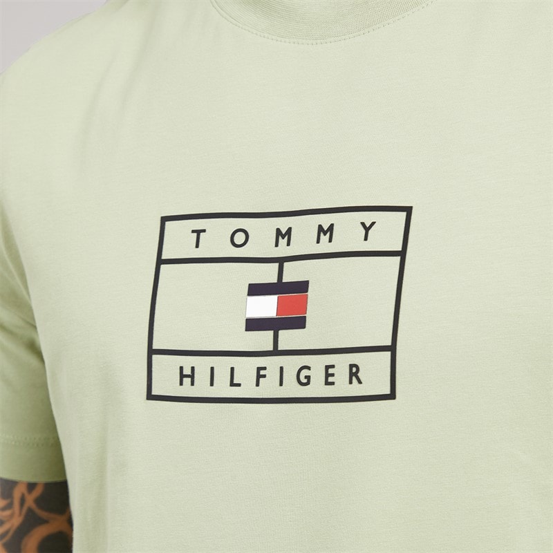 Tommy Hilfiger Mens Graphic T-Shirt Earth Sage - Image 3