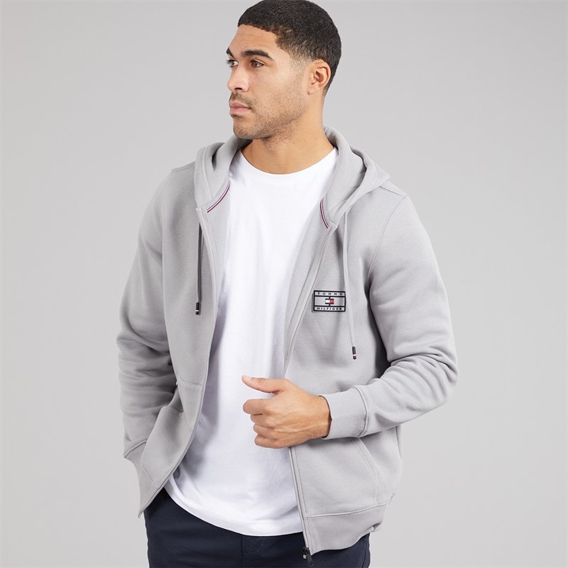 Tommy Hilfiger Mens Zip Up Hoodie Solar Grey - Image 3