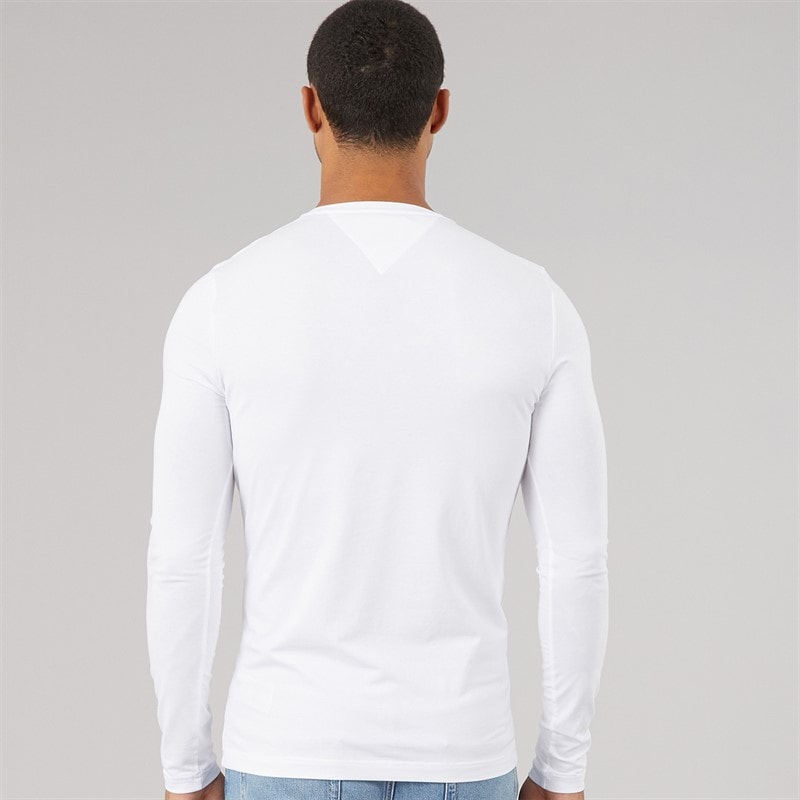 Tommy Hilfiger Mens Stretch Slim Long Sleeve T-Shirt White - Image 2