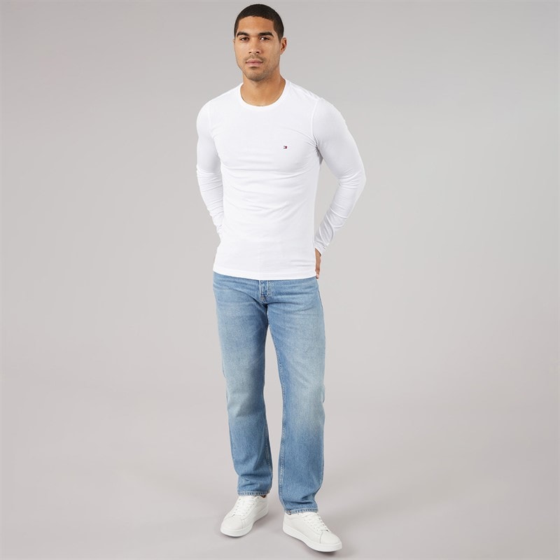 Tommy Hilfiger Mens Stretch Slim Long Sleeve T-Shirt White - Image 3