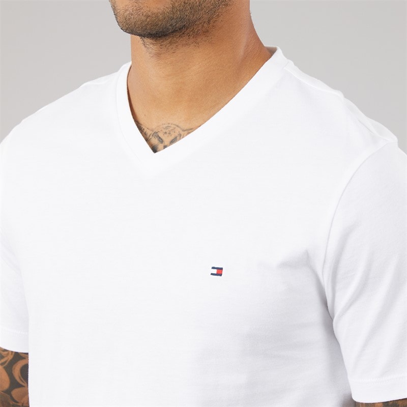Tommy Hilfiger Mens Essential V-Neck T-Shirt White - Image 3