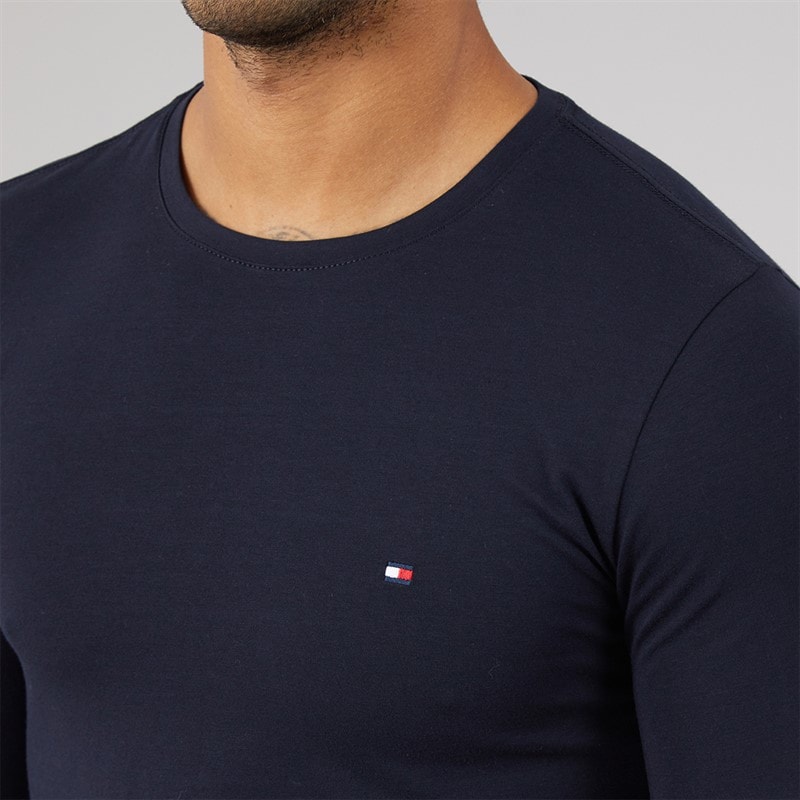 Tommy Hilfiger Mens Stretch Slim Long Sleeve T-Shirt Desert Sky - Image 3