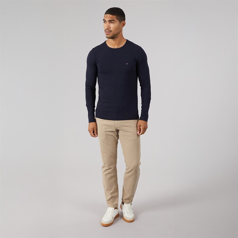 Tommy Hilfiger Mens Stretch Slim Long Sleeve T-Shirt Desert Sky - Image 4
