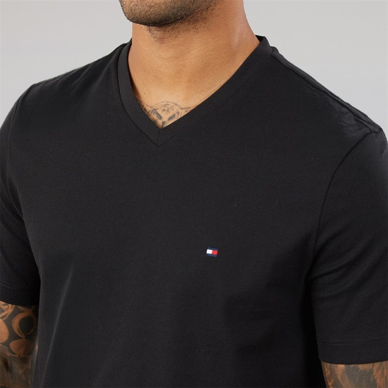 Tommy Hilfiger Mens Essential V-Neck T-Shirt Black - Image 3