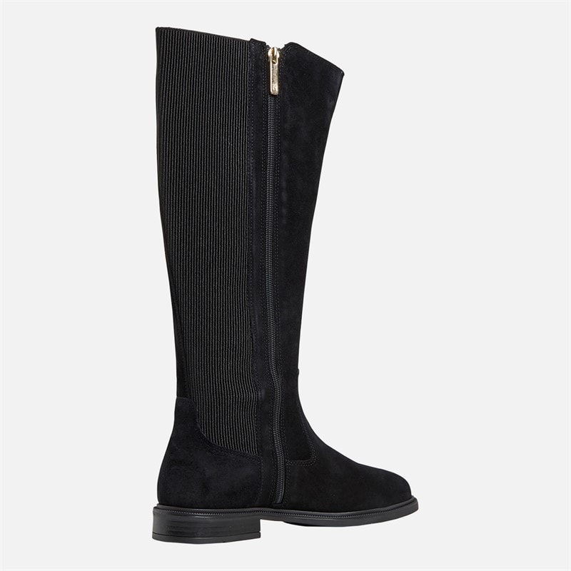 Tommy Hilfiger Womens Enamel Flag High Suede Boots Black - Image 4