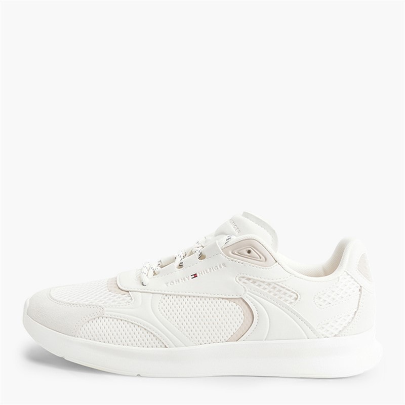 Tommy Hilfiger Mens Lightweight Runner Trainers Ecru