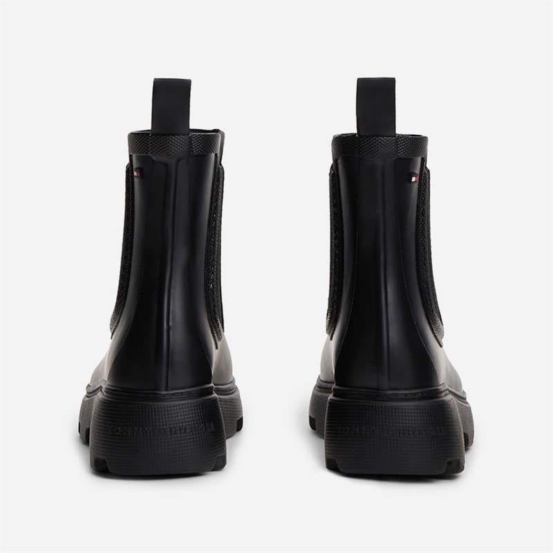 Tommy Hilfiger Womens Rubber Flag Cleated Rain Boots Black - Image 3