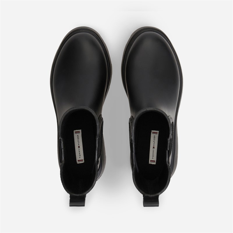Tommy Hilfiger Womens Rubber Flag Cleated Rain Boots Black - Image 4