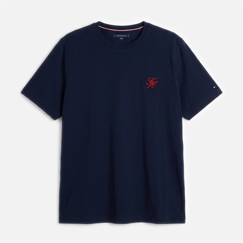 Tommy Hilfiger Mens Plus Script Monogram T-Shirt Carbon Navy